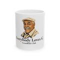 White ceramic mug with illustrated portrait of Grandpa G and Everybody Loves G Grandkids Club text design